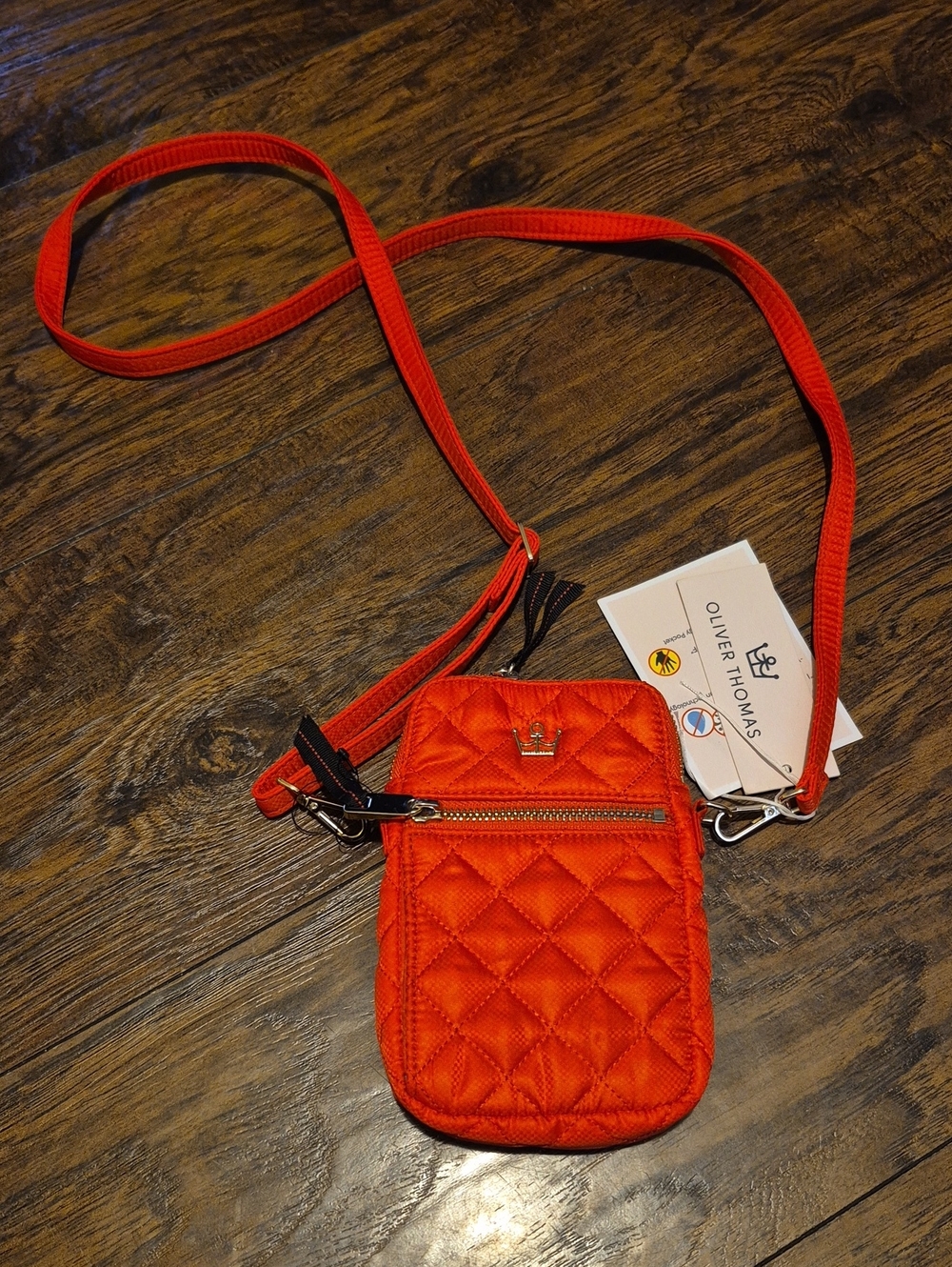 Oliver Thomas Quilted Red Crossbody Phone Bag